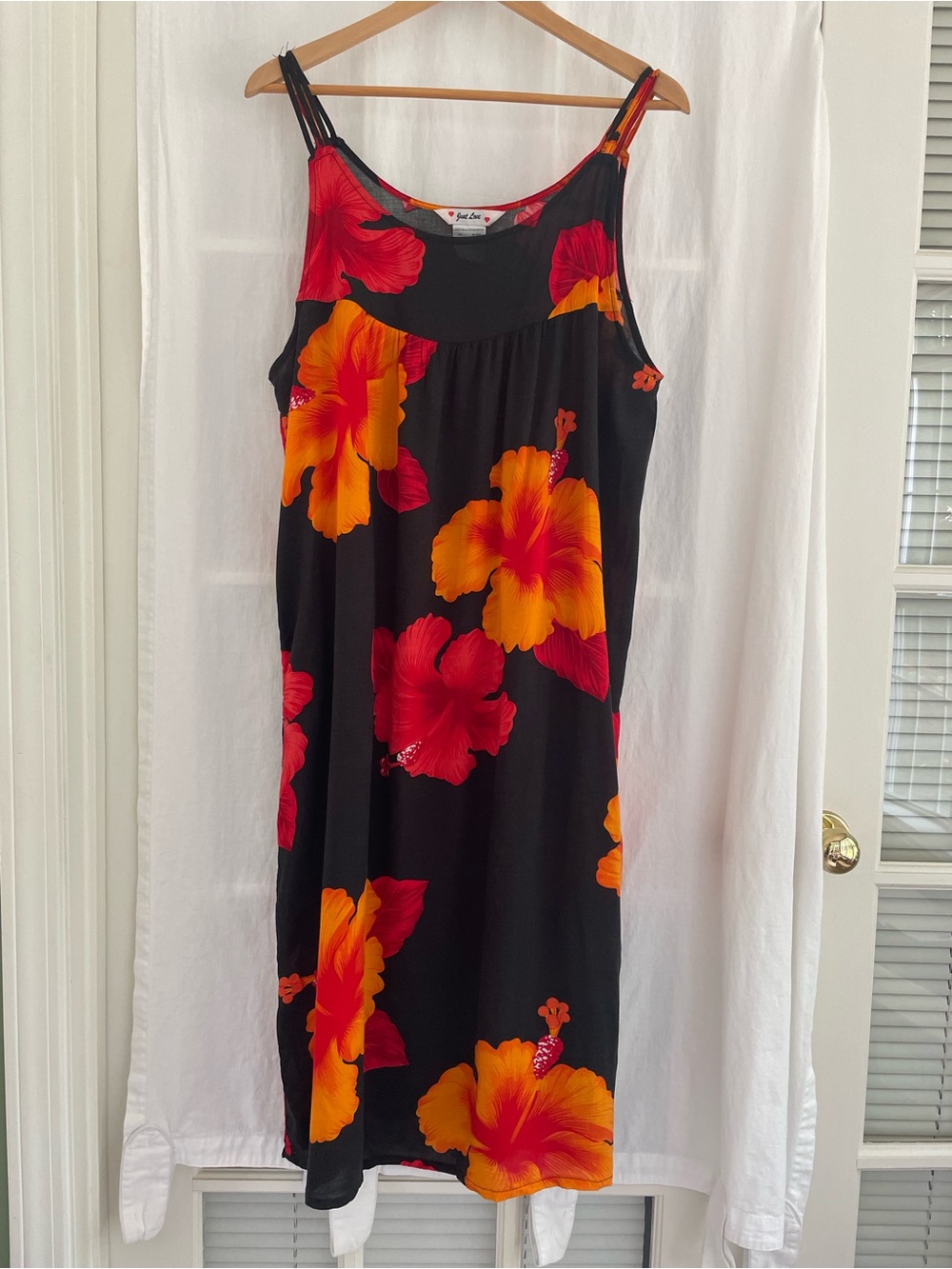 Black Sundress with Red & Orange Floral Accents